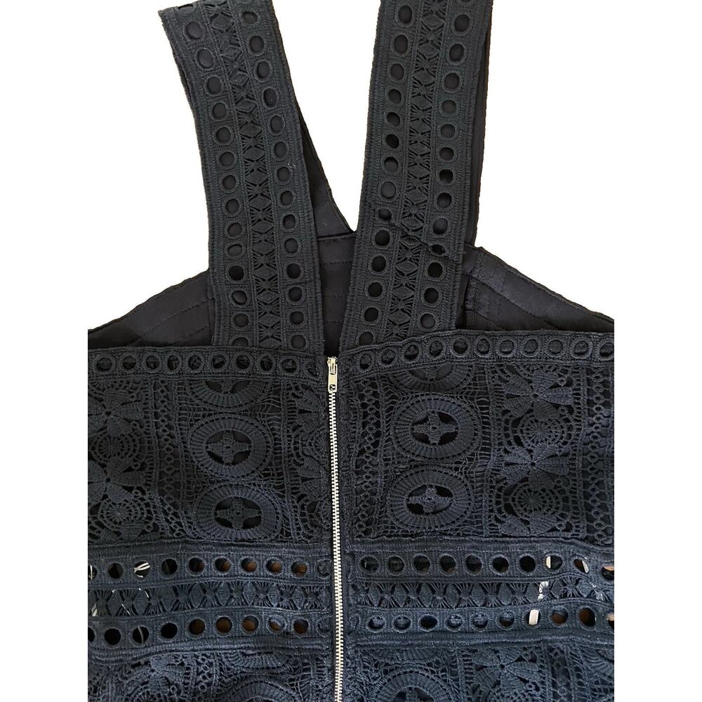 Lulus Navy Blue Crochet Halter Midi Dress Small Lace Cutout Zip Slimming Elegant - Picture 11 of 14